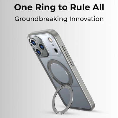 Phone case with ring holder on a gray background