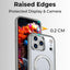 Phone case with raised edges protecting display and camera, showing 0.2 CM distance.
