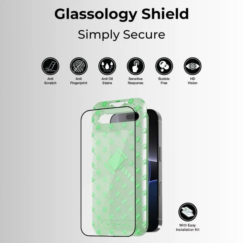 iPhone 17 Pro Max 9H Tempered Glass Screen Protector with installer kit - GLASSOLOGY