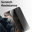 Smartphone with a screen protector highlighting scratch resistance on a gray background