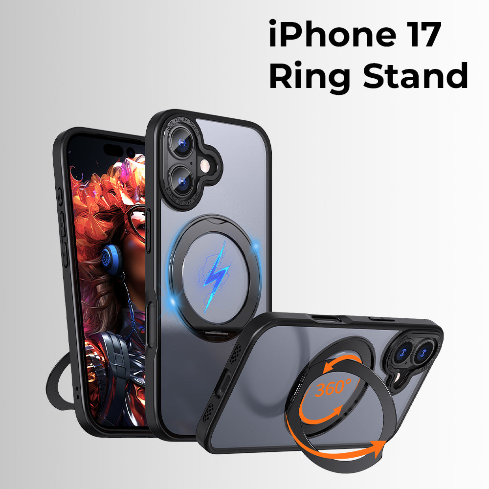 جراب ماج سيف قابل للدوران 360 درجة لهاتف iPhone 17 Pro Max (رمادي)