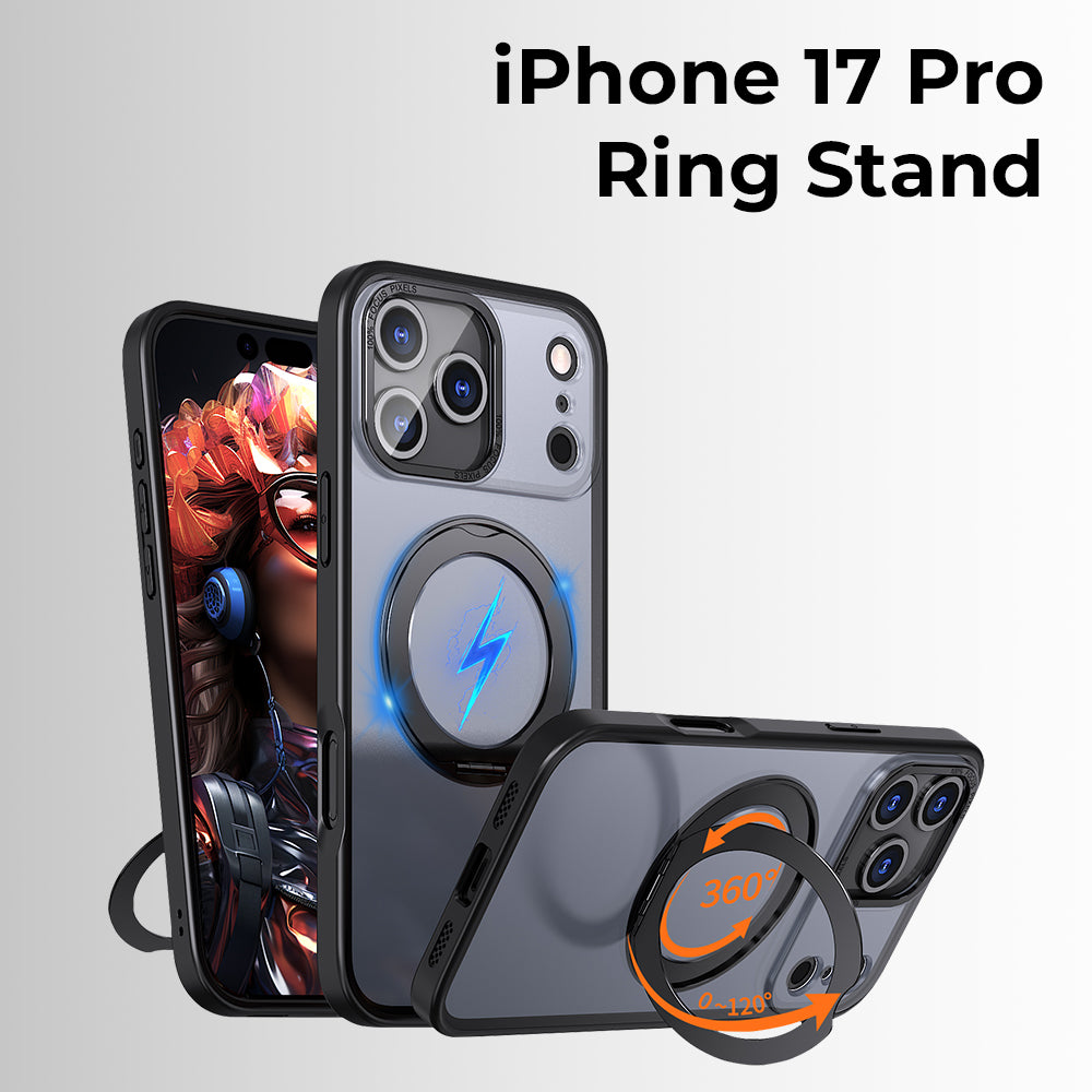 iPhone 17 Pro 360° Rotate Ring Stand Magsafe Case (Black) product image
