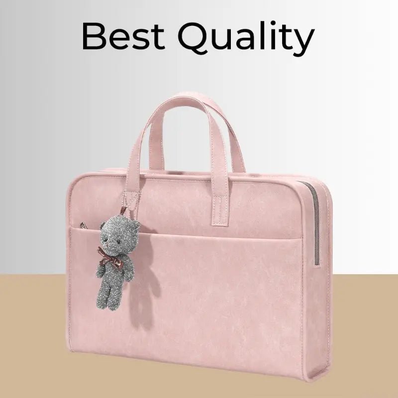 Laptop Bag 13 - 14" Inch Laptops Faux Leather - Pink - GLASSOLOGY
