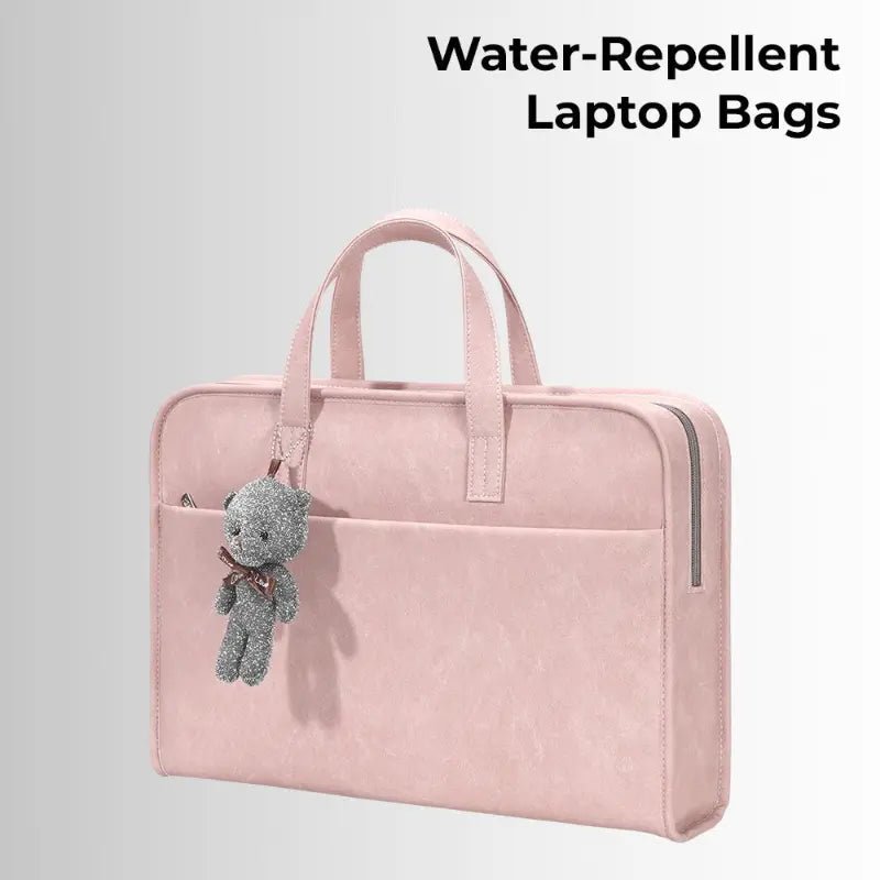 Laptop Bag 13 - 14" Inch Laptops Faux Leather - Pink - GLASSOLOGY