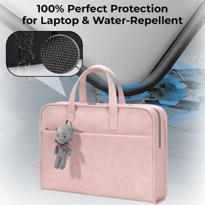 Laptop Bag 13 - 14" Inch Laptops Faux Leather - Pink - GLASSOLOGY