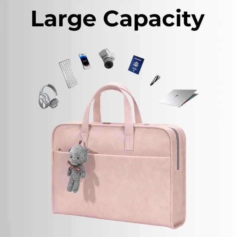 Laptop Bag 13 - 14" Inch Laptops Faux Leather - Pink - GLASSOLOGY
