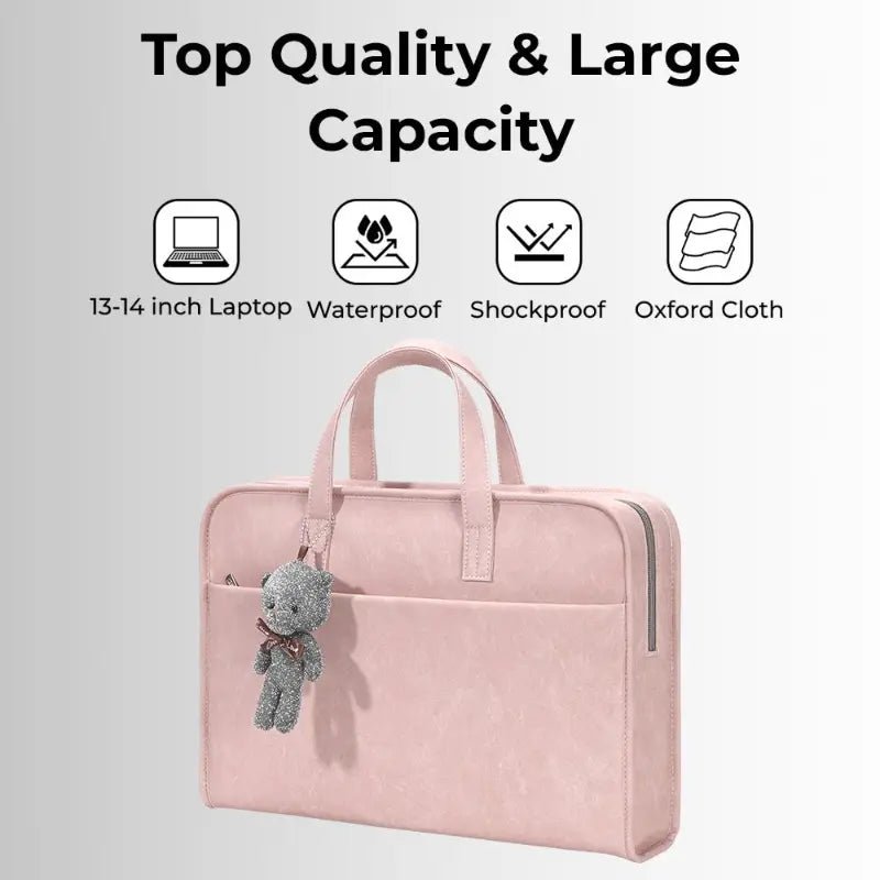 Laptop Bag 13 - 14" Inch Laptops Faux Leather - Pink - GLASSOLOGY