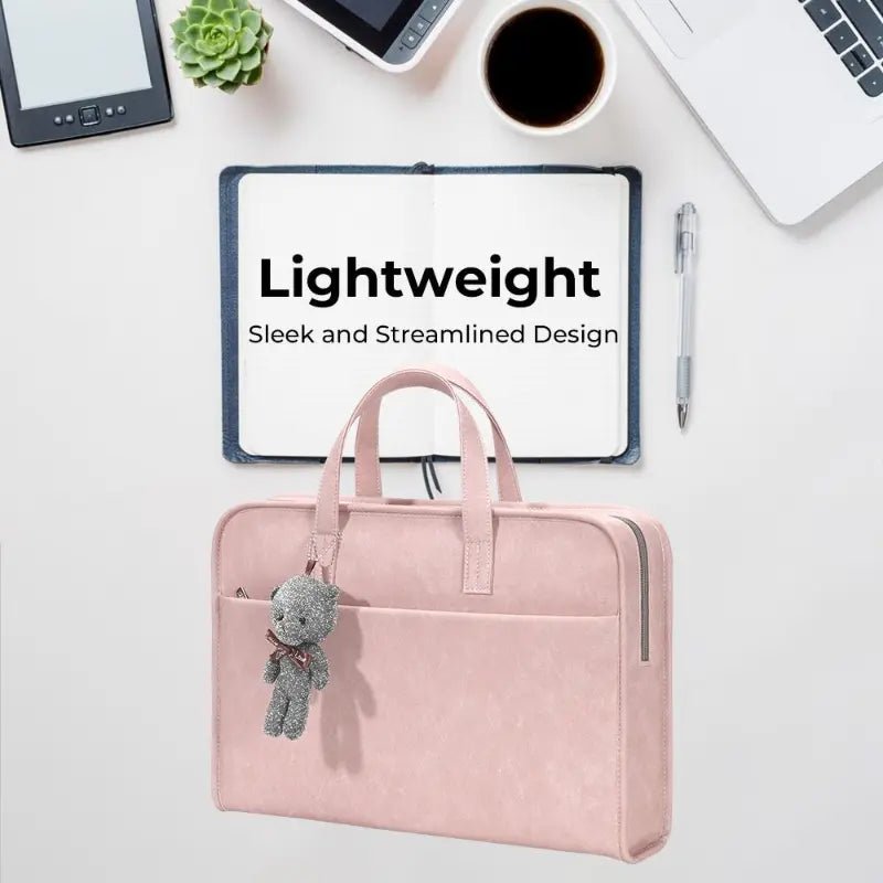 Laptop Bag 13 - 14" Inch Laptops Faux Leather - Pink - GLASSOLOGY
