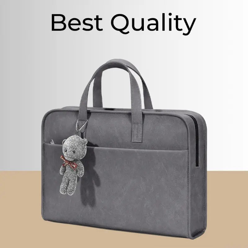 Laptop Bag 15 - 16" Inch Laptops Faux Leather - Grey - GLASSOLOGY