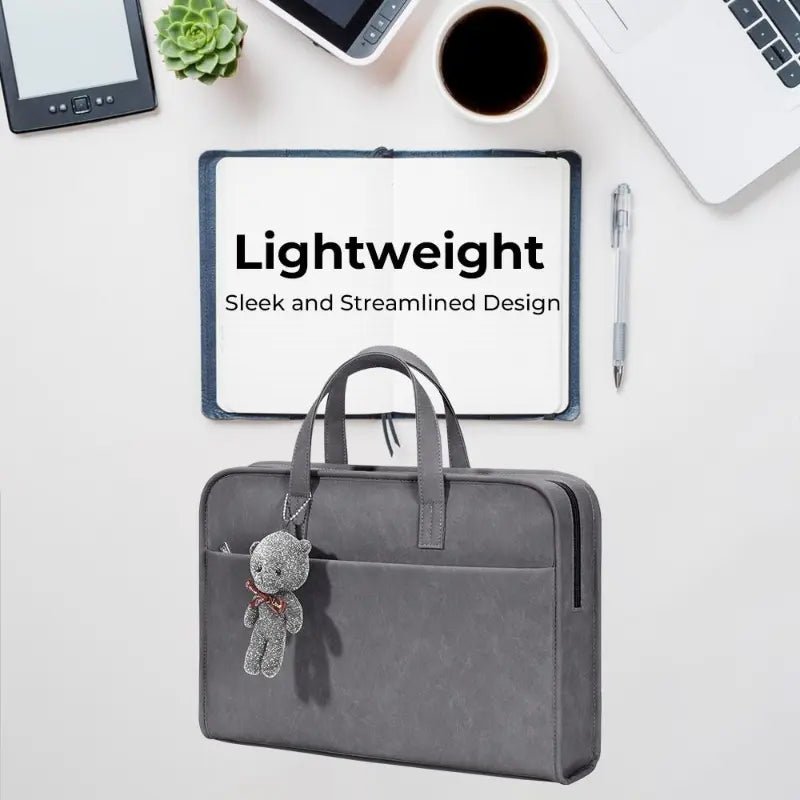 Laptop Bag 15 - 16" Inch Laptops Faux Leather - Grey - GLASSOLOGY
