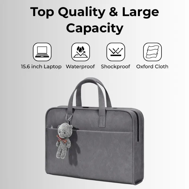 Laptop Bag 15 - 16" Inch Laptops Faux Leather - Grey - GLASSOLOGY