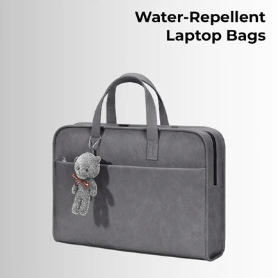 Laptop Bag 15 - 16" Inch Laptops Faux Leather - Grey - GLASSOLOGY