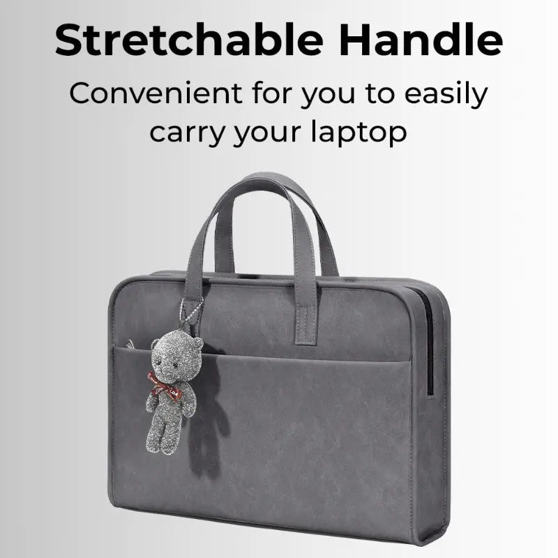 Laptop Bag 15 - 16" Inch Laptops Faux Leather - Grey - GLASSOLOGY