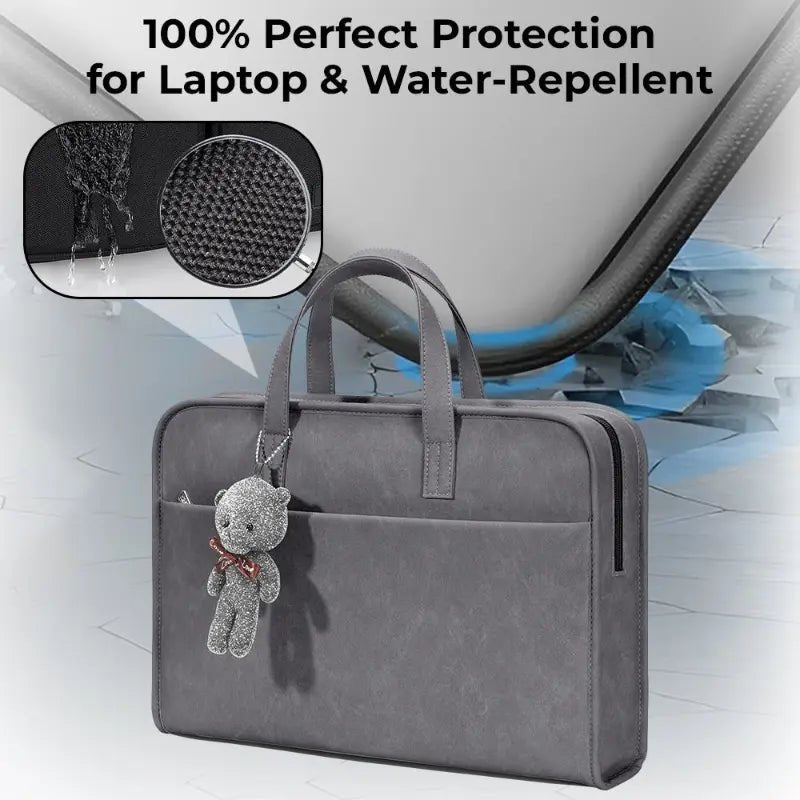 Laptop Bag 15 - 16" Inch Laptops Faux Leather - Grey - GLASSOLOGY