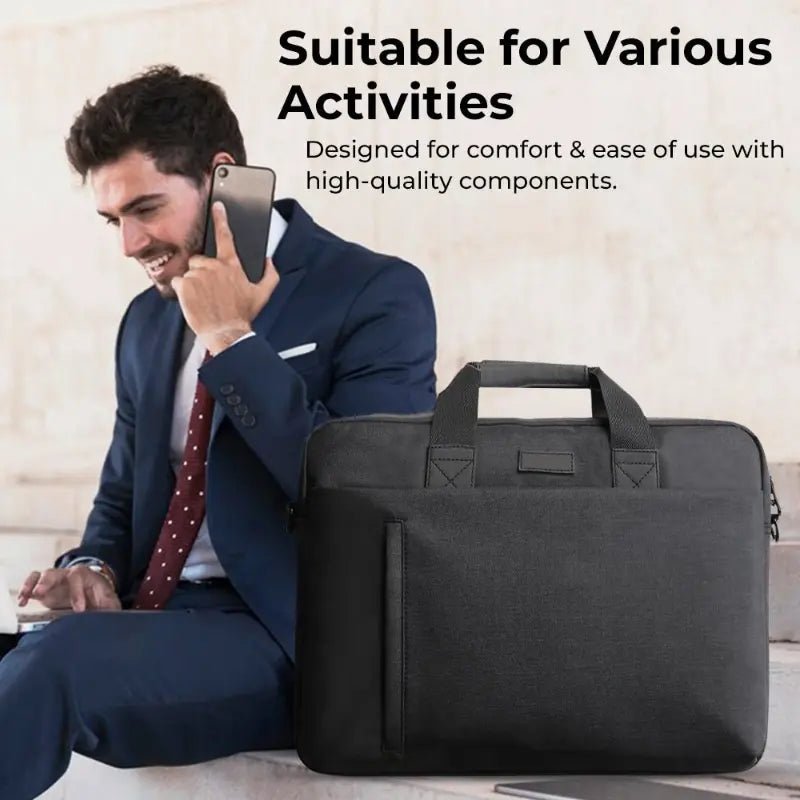 Laptop Bag for 15–16 Inch Laptops (Black) | Slim & Durable Carry Case - GLASSOLOGY