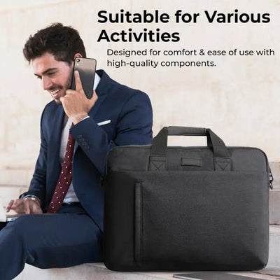 Laptop Bag for 15–16 Inch Laptops (Black) | Slim & Durable Carry Case - GLASSOLOGY