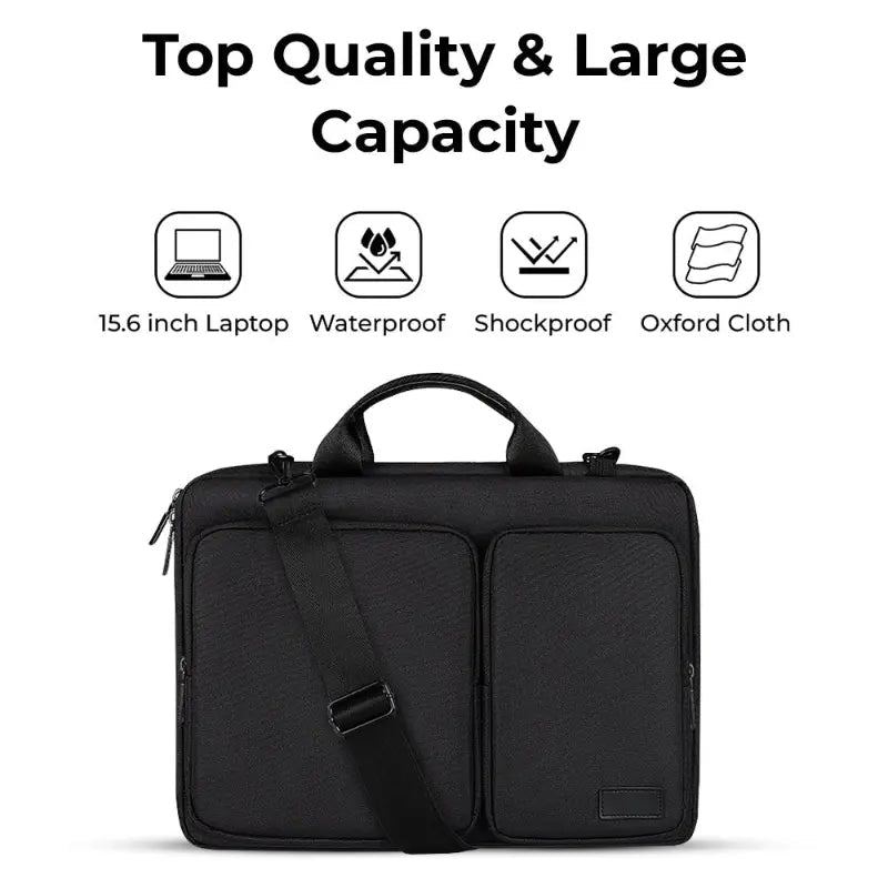 Laptop Bag for 15.4" Laptops – Lightweight Protective Design (Black) - GLASSOLOGY