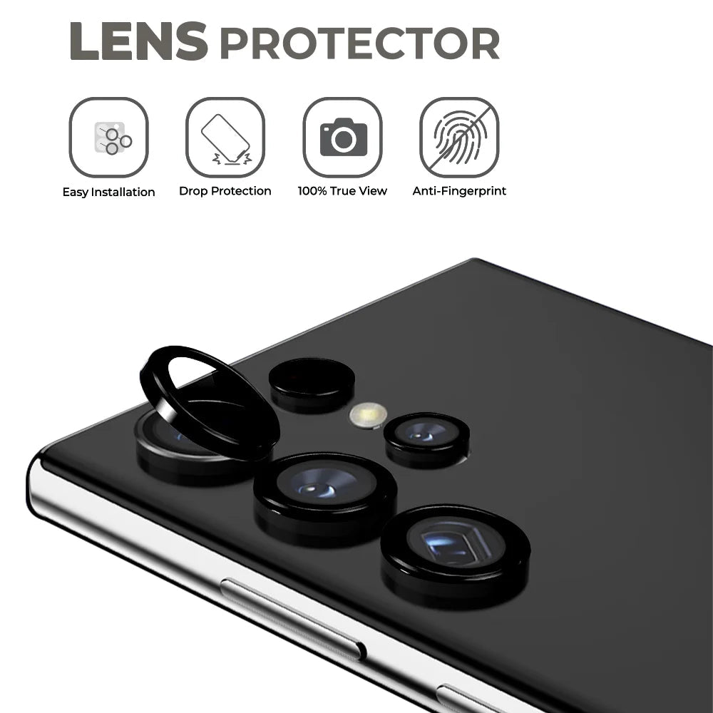Samsung Galaxy S24 Ultra Camera Lens Guard - (Black) - GLASSOLOGY