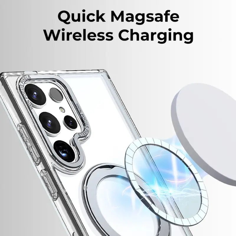 Samsung Galaxy S24 Ultra MagSafe Case Clear 360° rotate ring stand. - GLASSOLOGY