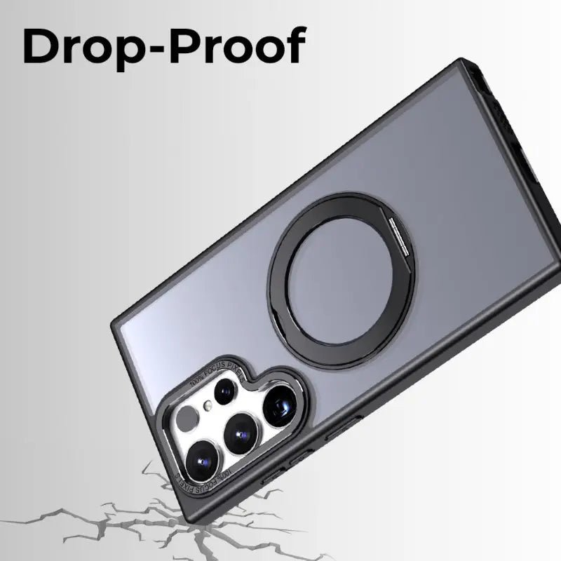 Samsung Galaxy S24 Ultra MagSafe Case Sleek Black 360° rotate ring stand. - GLASSOLOGY
