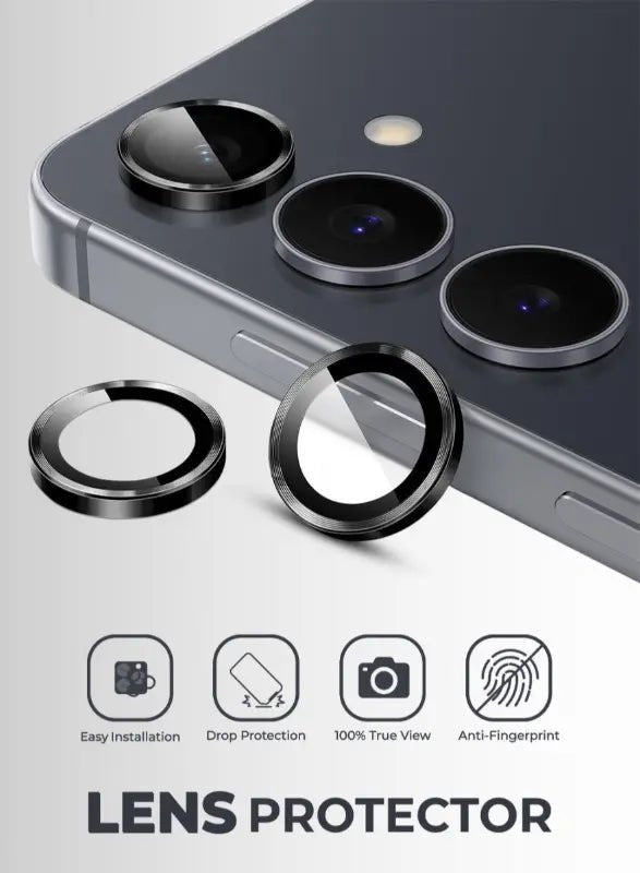 Samsung Galaxy S25 FE Camera Lens Protector – Sleek Black, Scratch Resistant - GLASSOLOGY