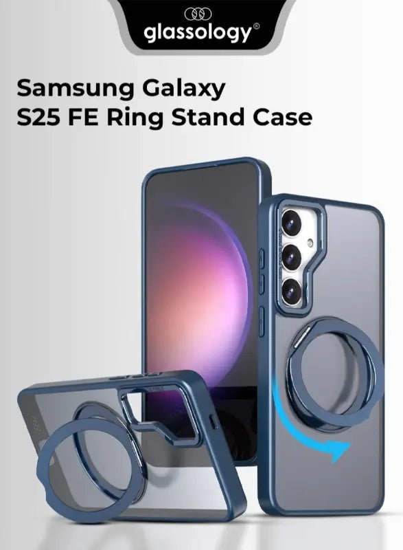 Samsung Galaxy S25 FE Magnetic Case with 360° Rotating Ring Stand | Shockproof Slim Design - GLASSOLOGY