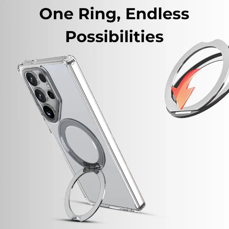 Samsung Galaxy S25 Ultra Magnetic Protective Slim Case 360°rotate ring stand(Transparent) - GLASSOLOGY