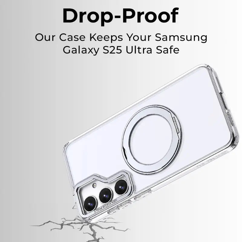 Samsung Galaxy S25 Ultra Magnetic Protective Slim Case 360°rotate ring stand(Transparent) - GLASSOLOGY