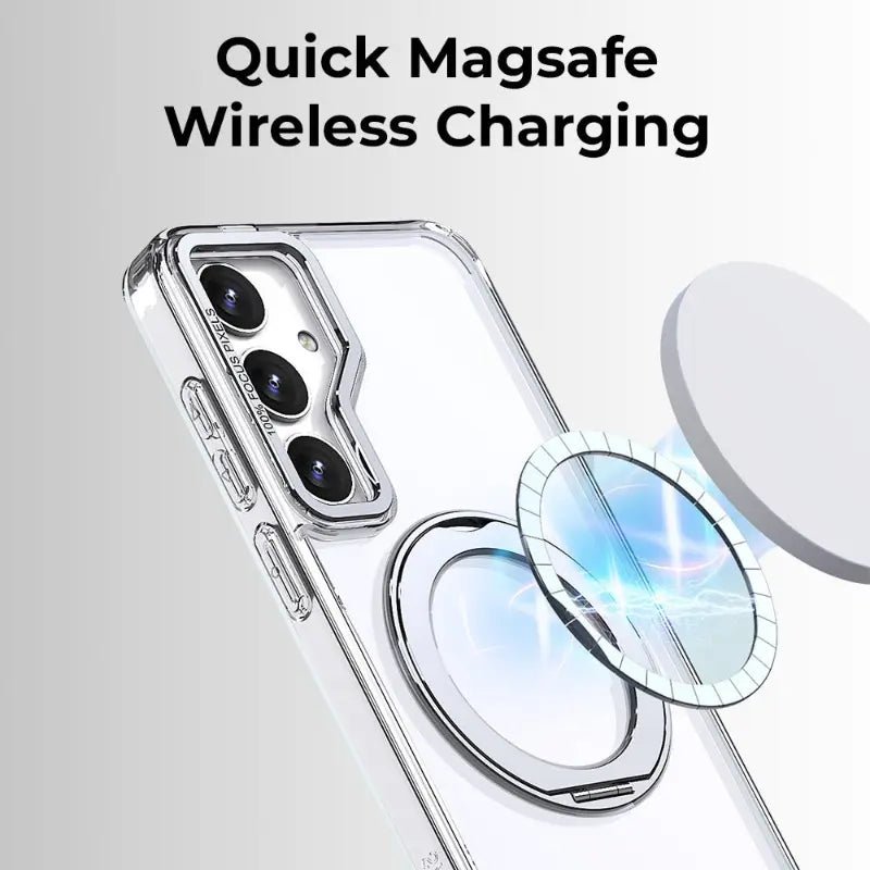 Samsung Galaxy S25 Ultra Magnetic Protective Slim Case 360°rotate ring stand(Transparent) - GLASSOLOGY
