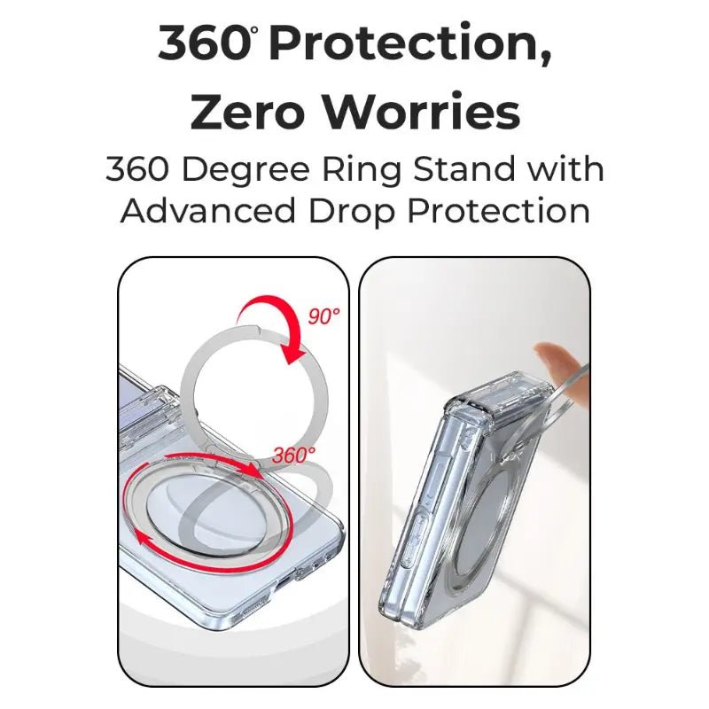 Samsung Galaxy Z Flip7 360° Rotating MagSafe Ring Stand - Clear case. - GLASSOLOGY
