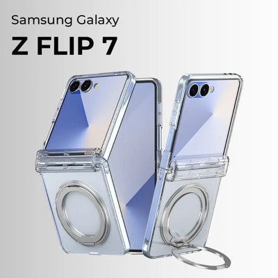 Samsung Galaxy Z Flip7 360° Rotating MagSafe Ring Stand - Clear case. - GLASSOLOGY
