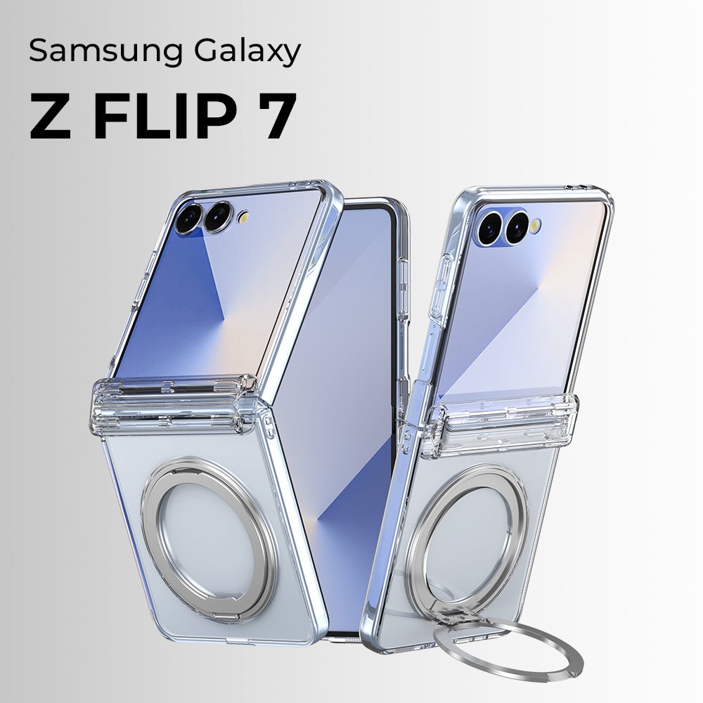 Samsung Galaxy Z Flip7 360° Rotating MagSafe Ring Stand - Clear case. - GLASSOLOGY