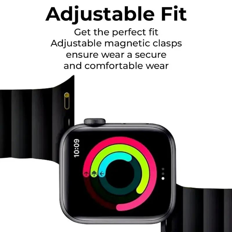 Smartwatch Band Apple Compatible 46mm Magnetic Silicone (Black) - GLASSOLOGY