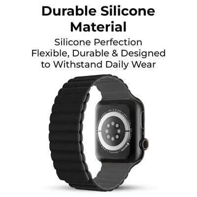 Smartwatch Band Apple Compatible 46mm Magnetic Silicone (Black) - GLASSOLOGY