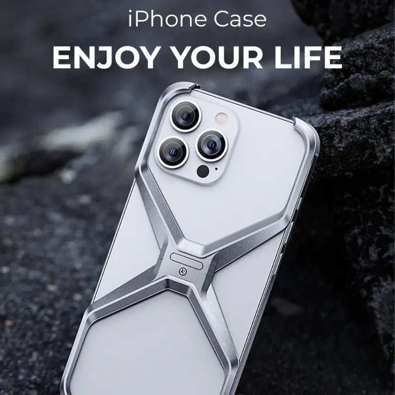 Titanium Z - Frame Case with 360° Ring Stand - Silver - GLASSOLOGY