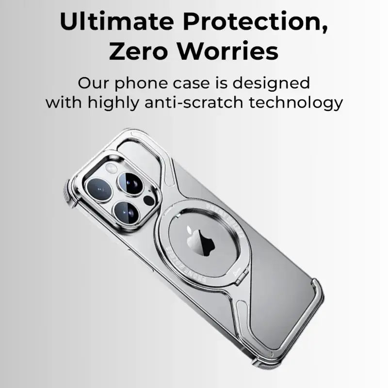 Titanium Z-Frame Case with 360° Ring Stand- Silver - GLASSOLOGY