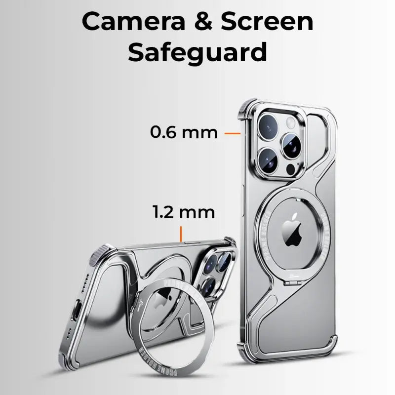 Titanium Z - Frame Case with 360° Ring Stand - Silver - GLASSOLOGY
