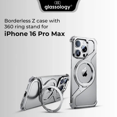 Titanium Z - Frame Case with 360° Ring Stand - Silver - GLASSOLOGY