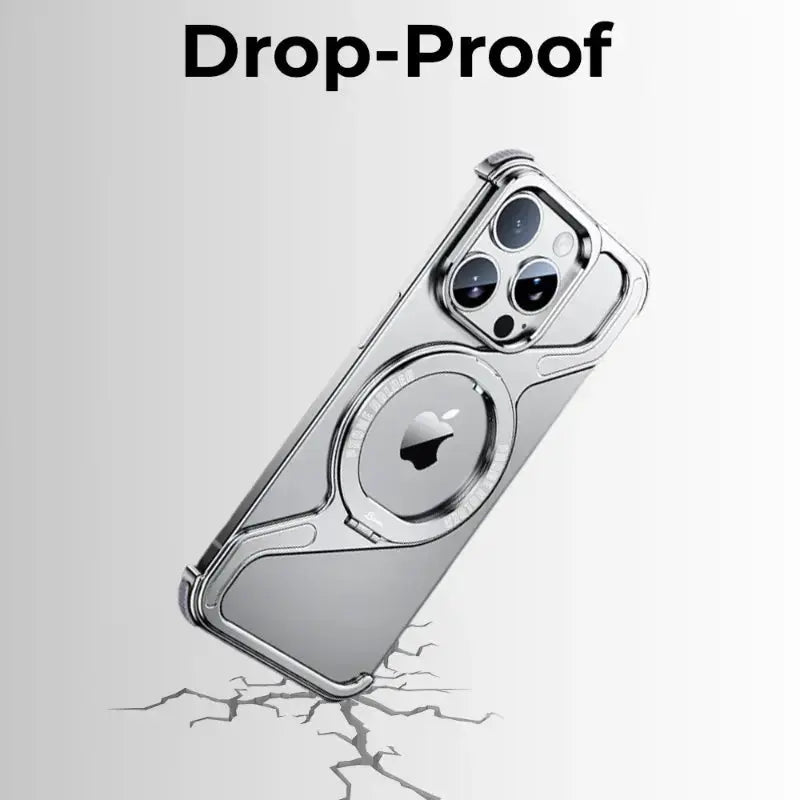 Titanium Z-Frame Case with 360° Ring Stand- Silver - GLASSOLOGY