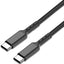 Two black USB-C cables on a white background