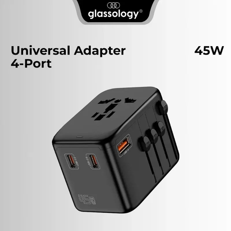 Universal 45W GaN Travel Adapter 4 - Port Charger - GLASSOLOGY
