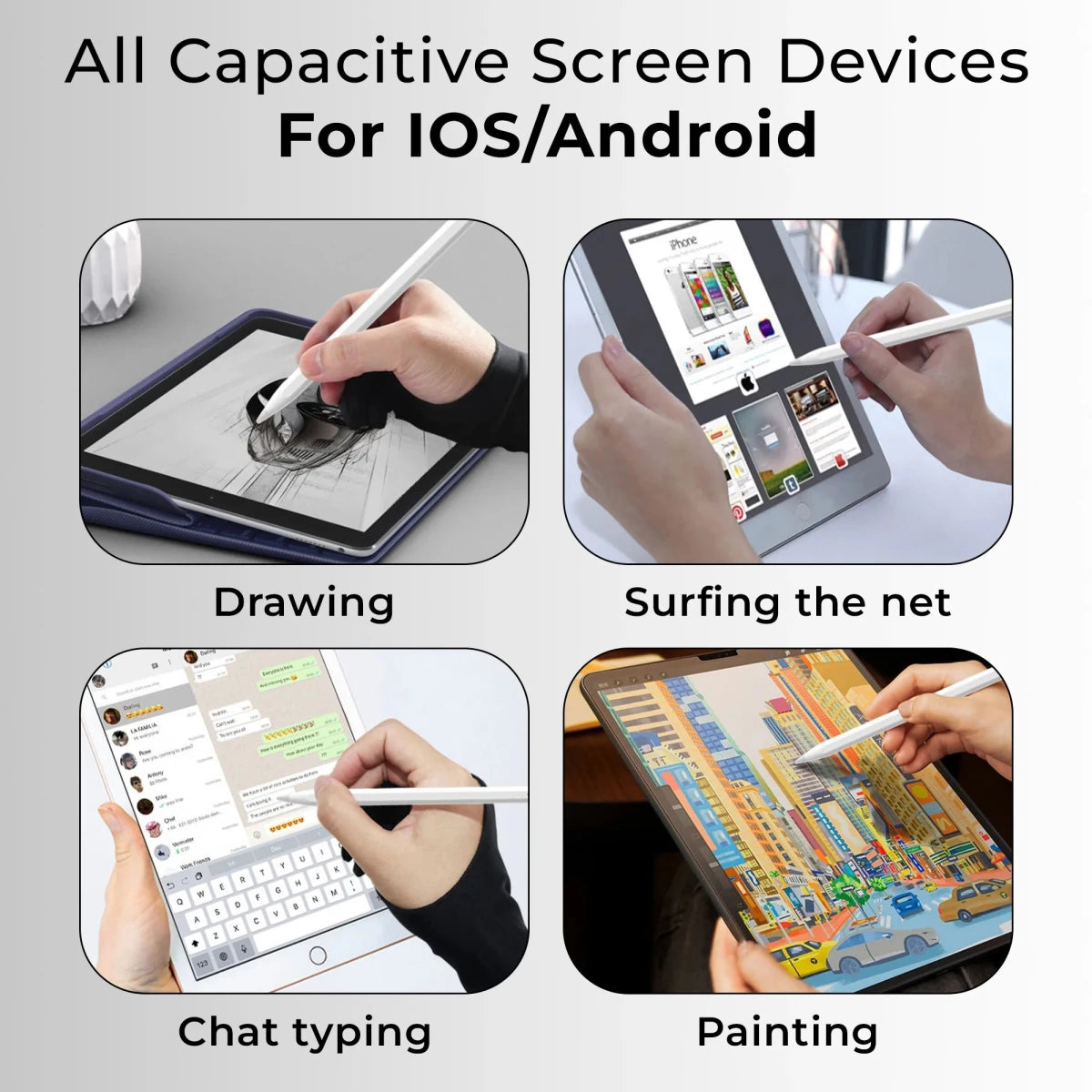 Universal Fine - Tip Stylus Pen ,Precision Writing & Drawing for iOS & Android Devices - GLASSOLOGY