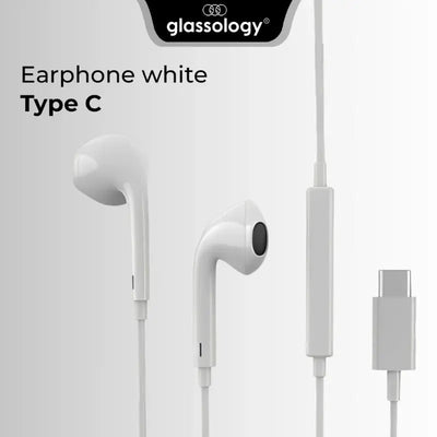 USB - C In - Ear Wired Earphones – Hi - Fi Stereo, Bass Boost, Hi - Fi Stereo Sound - White - GLASSOLOGY
