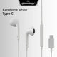 USB - C In - Ear Wired Earphones – Hi - Fi Stereo, Bass Boost, Hi - Fi Stereo Sound - White - GLASSOLOGY