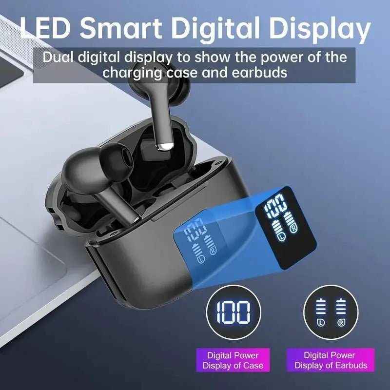 Vibez X70 4 Mics ENC TWS Bluetooth Earbuds with Display - GLASSOLOGY