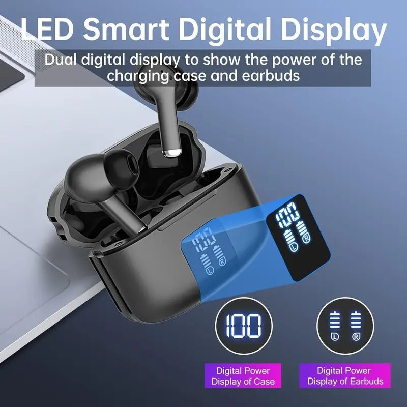 Vibez X70 4 Mics ENC TWS Bluetooth Earbuds with Display - GLASSOLOGY