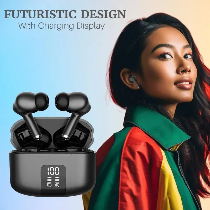 Vibez X70 4 Mics ENC TWS Bluetooth Earbuds with Display - GLASSOLOGY