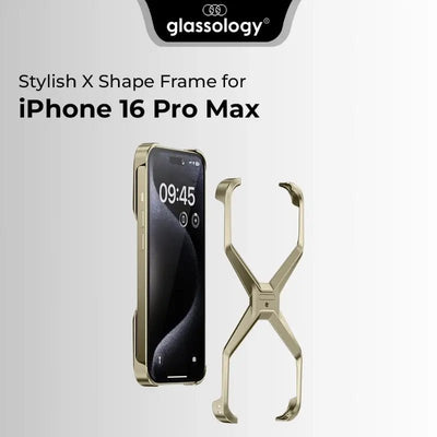 X - Frame Case for iPhone 16 Pro Max - Ring Stand - Gold Titanium - GLASSOLOGY