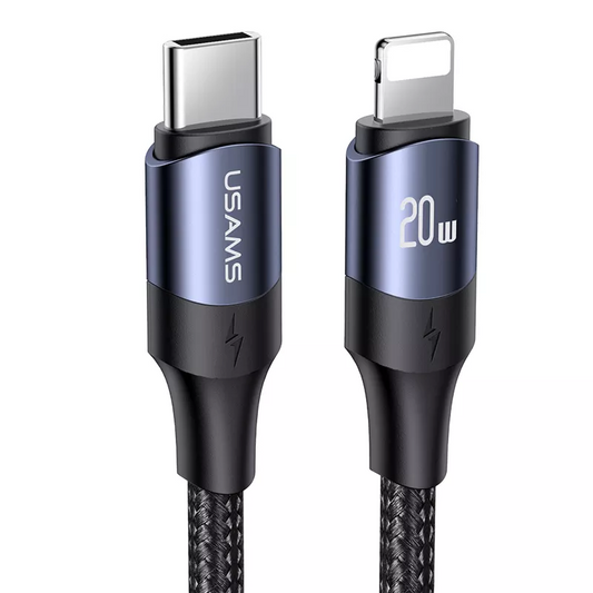 Usams US-SJ521 USB-C To Lightning Cable 1.2m Blac sku063.png