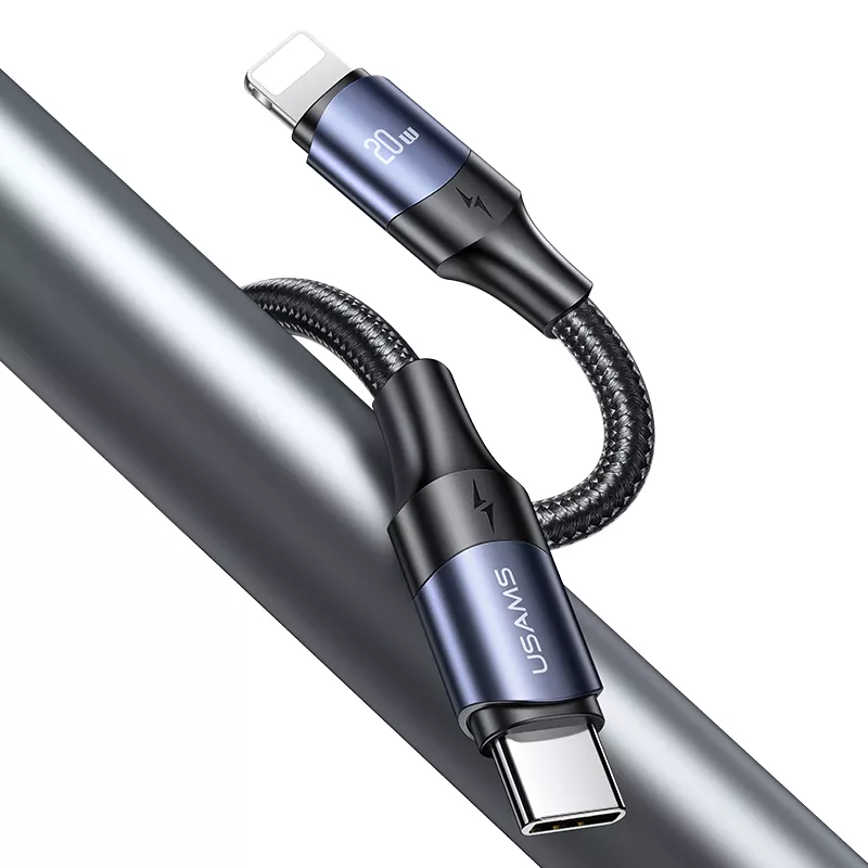 Usams US-SJ521 USB-C To Lightning Cable 1.2m Black sku063.png
